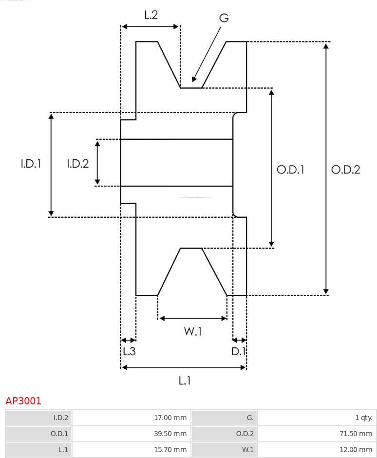 AS-PL AP3001 - KOŁO PASOWE ALTERNATORA