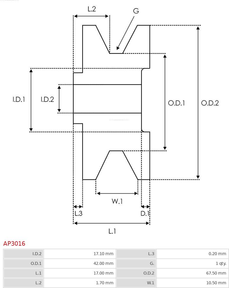 AS-PL AP3016 - KOŁO PASOWE ALTERNATORA