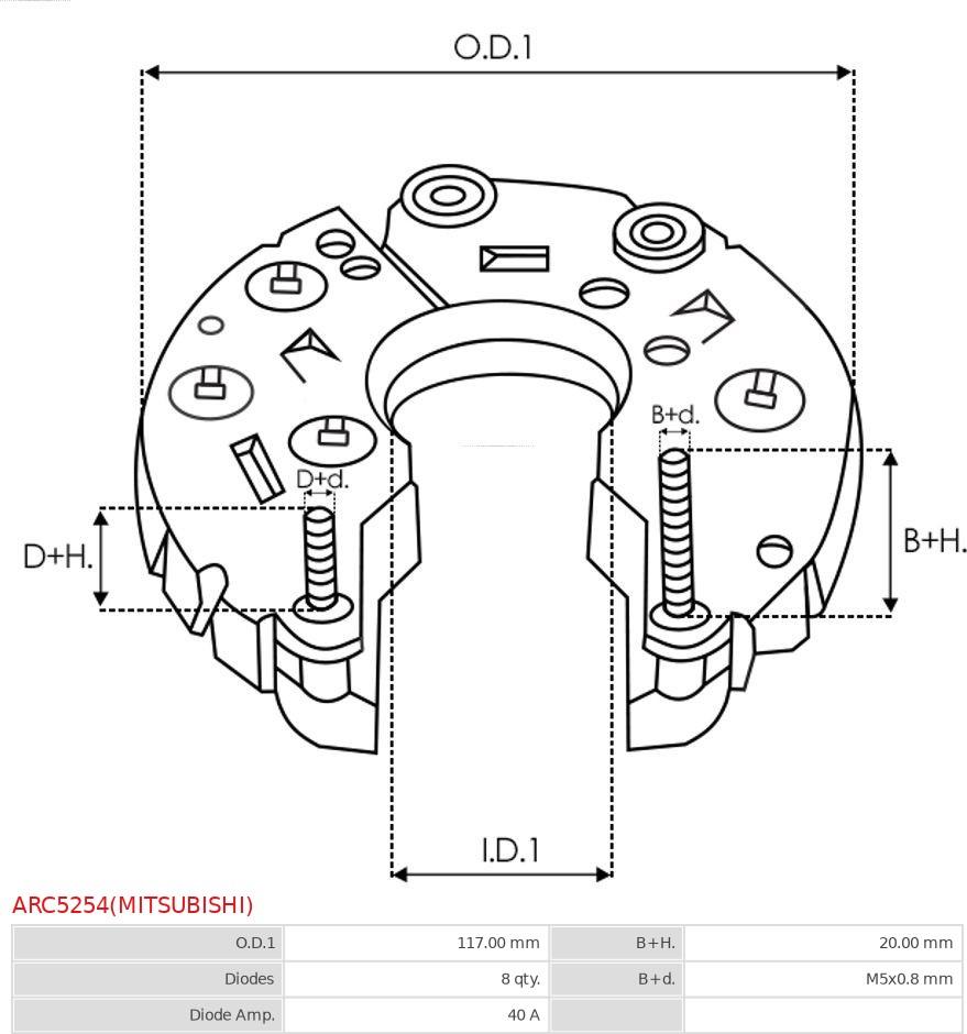 AS-PL ARC5254(MITSUBISHI) - PROSTOWNIK ALTERNATORA