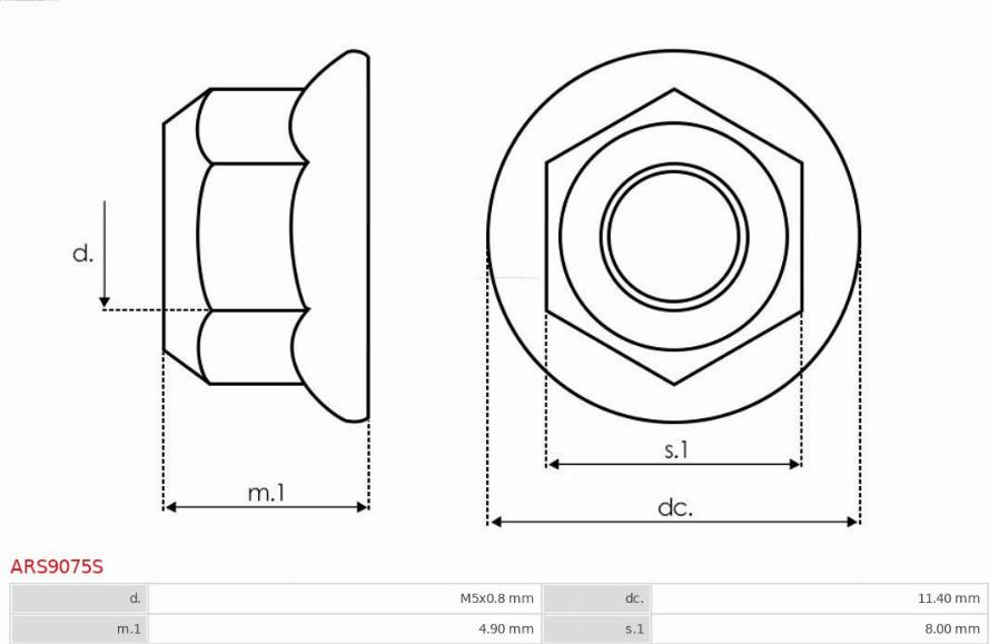 AS-PL ARS9075S - NAKRĘTKA ALTERNATORA M5X0.8