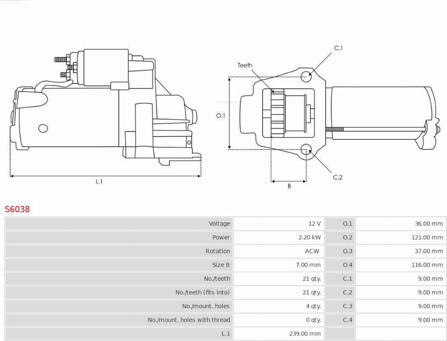 AS-PL S6038 - ROZRUSZNIK CITROEN C5 2.7 HDI 01.08-