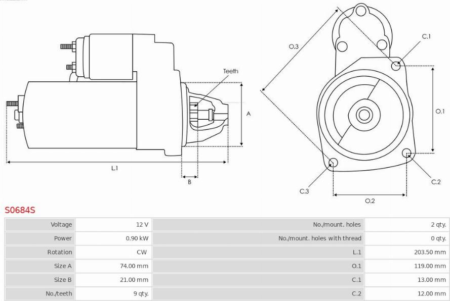 AS-PL S0684S - ROZRUSZNIK MINI MINI R50. R53 1.4. MINI R50. R53 ONE. COOPER 01-06
