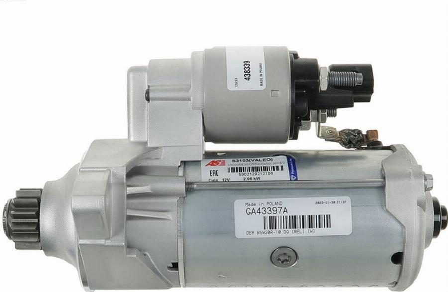 AS-PL S3153(VALEO) - ROZRUSZNIK AUDI A3 2.0 TDI 03-12