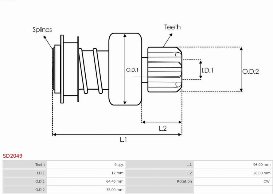 AS-PL SD2049 - BENDIX ROZRUSZNIKA