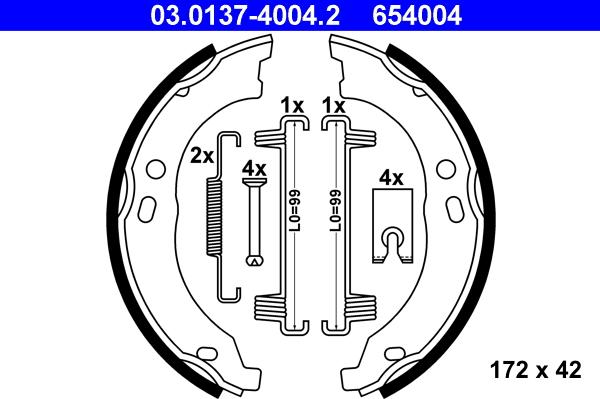 ATE 03.0137-4004.2 — Zestaw szczęk hamulcowych, hamulec postojowy