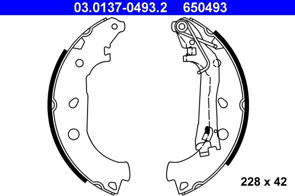 ATE 03.0137-0493.2 — Zestaw szczęk hamulcowych