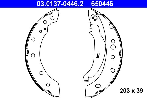 ATE 03.0137-0446.2 — Zestaw szczęk hamulcowych