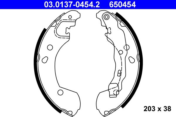 ATE 03.0137-0454.2 — Zestaw szczęk hamulcowych