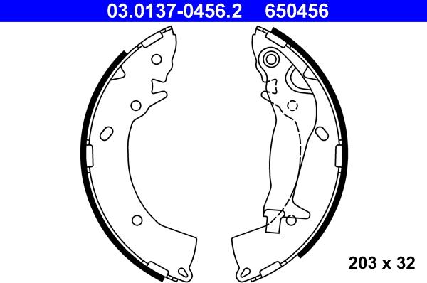 ATE 03.0137-0456.2 — Zestaw szczęk hamulcowych