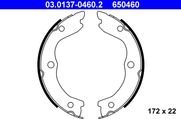 ATE 03.0137-0460.2 - SZCZĘKI HAM. RĘCZ. NISSAN X-TRAIL 2.0-2.5 01-13