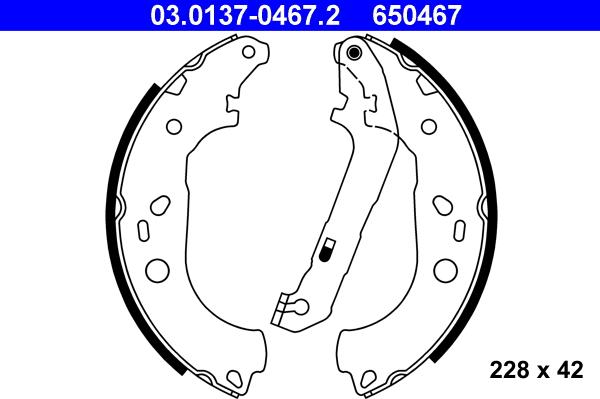 ATE 03.0137-0467.2 — Zestaw szczęk hamulcowych