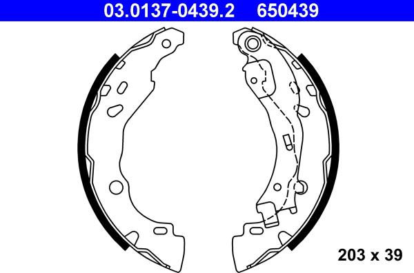 ATE 03.0137-0439.2 — Zestaw szczęk hamulcowych