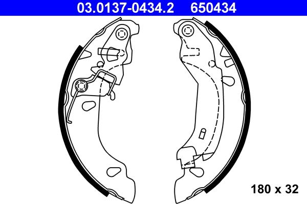 ATE 03.0137-0434.2 — Zestaw szczęk hamulcowych