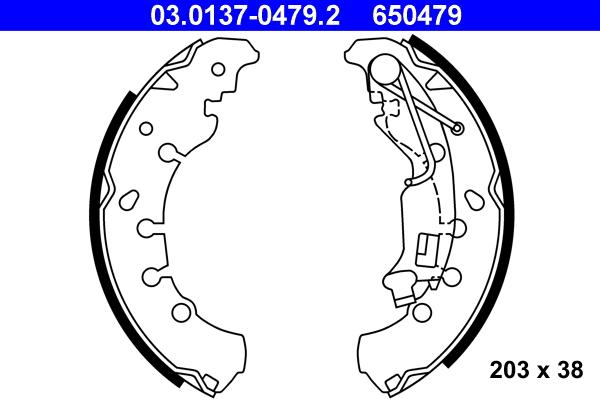 ATE 03.0137-0479.2 — Zestaw szczęk hamulcowych
