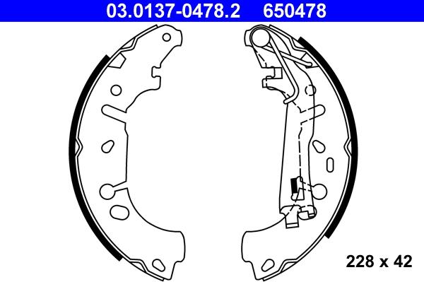 ATE 03.0137-0478.2 - SZCZĘKI HAM. FIAT GRANDE PUNTO-LINEA 1.2-1.4 05-