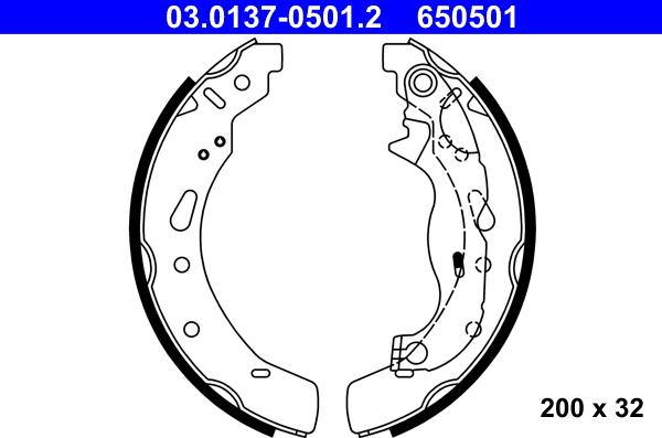 ATE 03.0137-0501.2 — Zestaw szczęk hamulcowych