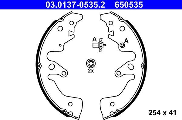 ATE 03.0137-0535.2 — Zestaw szczęk hamulcowych