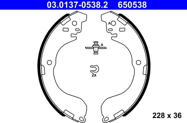 ATE 03.0137-0538.2 — Zestaw szczęk hamulcowych
