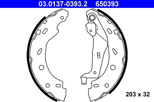 ATE 03.0137-0393.2 — Zestaw szczęk hamulcowych