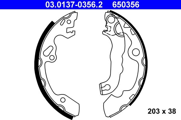 ATE 03.0137-0356.2 — Zestaw szczęk hamulcowych
