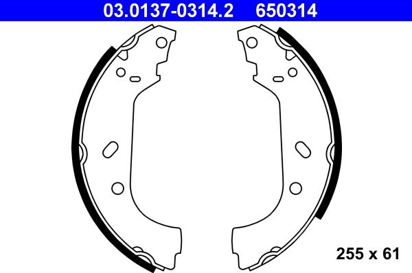 ATE 03.0137-0314.2 — Zestaw szczęk hamulcowych