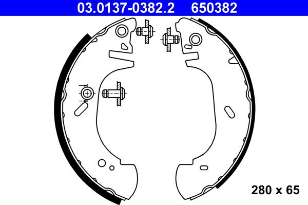 ATE 03.0137-0382.2 — Zestaw szczęk hamulcowych