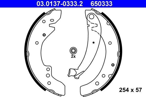 ATE 03.0137-0333.2 — Zestaw szczęk hamulcowych