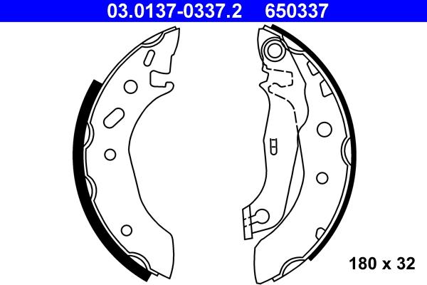 ATE 03.0137-0337.2 — Zestaw szczęk hamulcowych