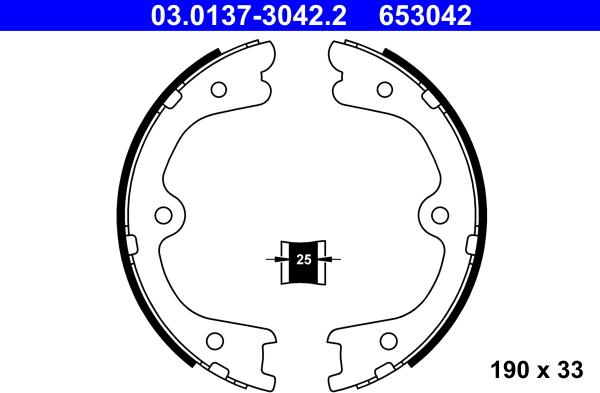ATE 03.0137-3042.2 - SZCZĘKI HAM. RĘCZ. NISSAN PATHFINDER 2.5-3.0 DCI-4.0 05-