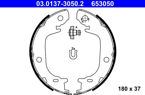 ATE 03.0137-3050.2 — Zestaw szczęk hamulcowych, hamulec postojowy