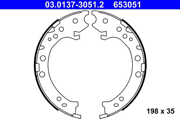 ATE 03.0137-3051.2 — Zestaw szczęk hamulcowych, hamulec postojowy