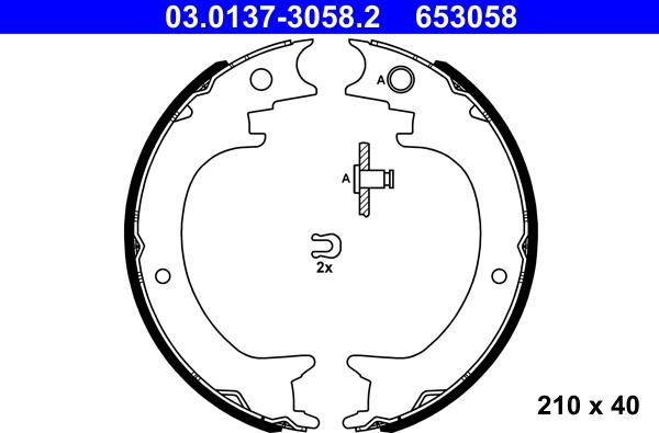 ATE 03.0137-3058.2 — Zestaw szczęk hamulcowych, hamulec postojowy