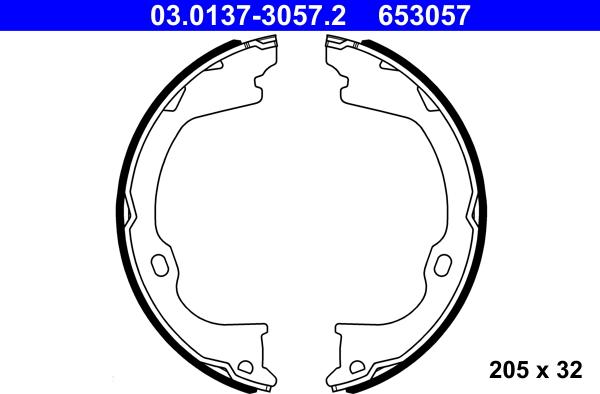 ATE 03.0137-3057.2 — Zestaw szczęk hamulcowych, hamulec postojowy