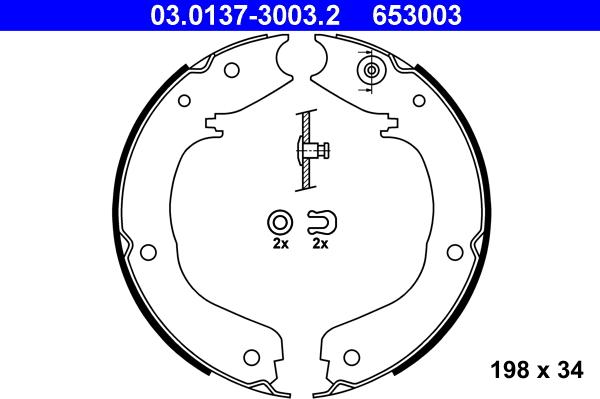 ATE 03.0137-3003.2 — Zestaw szczęk hamulcowych, hamulec postojowy