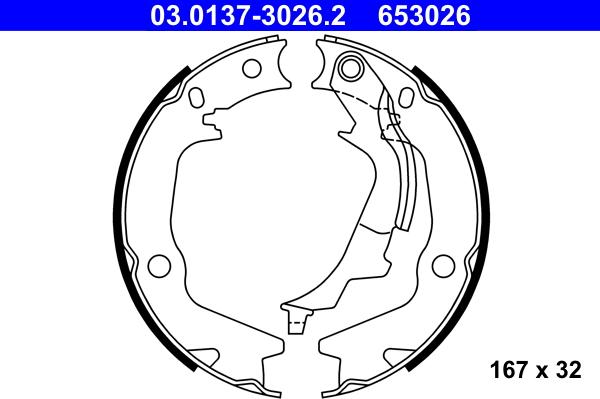 ATE 03.0137-3026.2 — Zestaw szczęk hamulcowych, hamulec postojowy