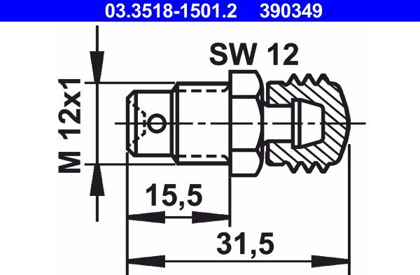 ATE 03.3518-1501.2 - ODPOWIETRZNIK HAM. 12X31.5 M12X1