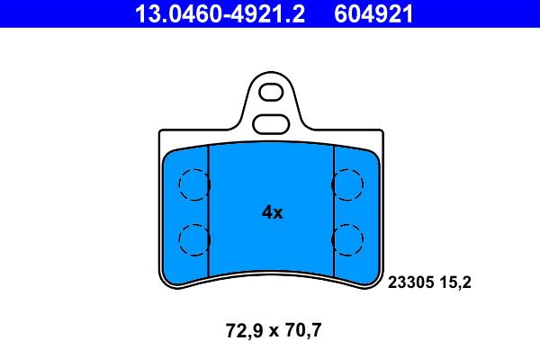 ATE 13.0460-4921.2 - KLOCKI HAM. CITROEN T. C5 1.8-3.0 01-