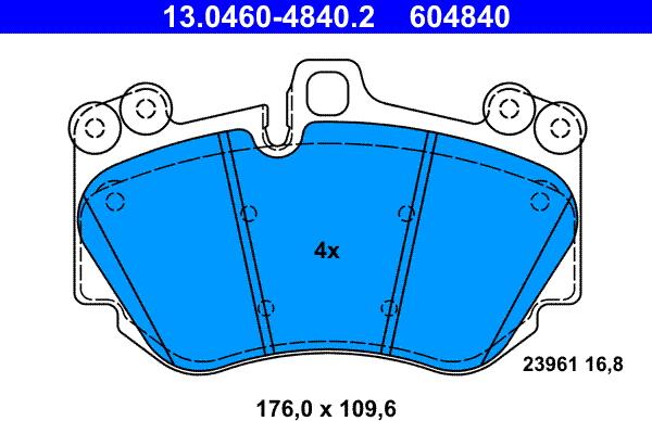 ATE 13.0460-4840.2 - KLOCKI HAM. PORSCHE P. CAYENNE 3.2-4.8 04-10