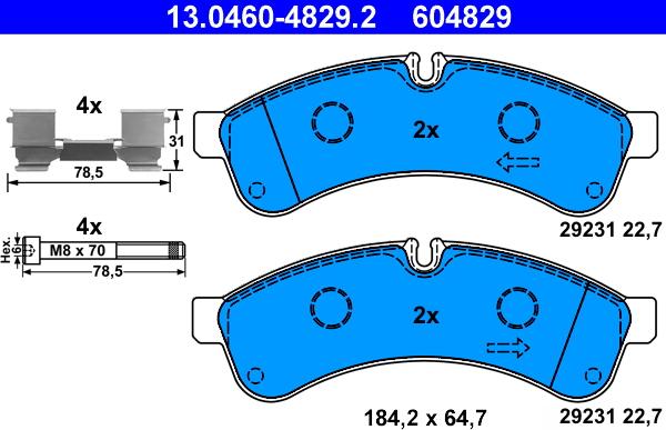 ATE 13.0460-4829.2 - KLOCKI HAM. IVECO T. DAILY 06-11