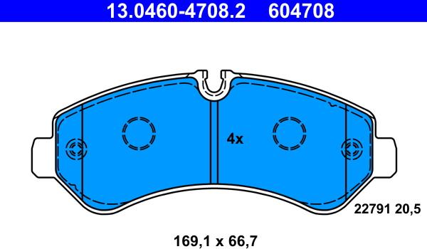 ATE 13.0460-4708.2 - KLOCKI HAM. DB T. SPRINTER 2.2-3.0 CDI 18-