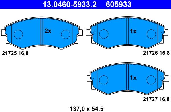 ATE 13.0460-5933.2 - KLOCKI HAMULCOWE PRZÓD
