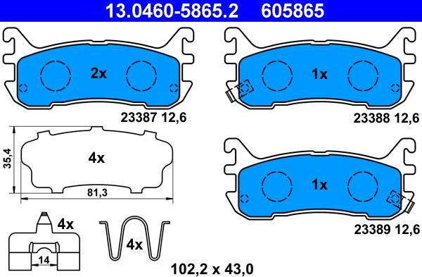 ATE 13.0460-5865.2 - KLOCKI HAM. MAZDA T. MX-5 1.6-1.8 16V 94-03