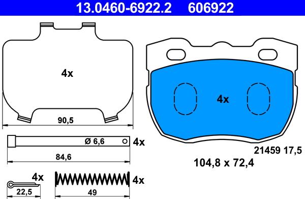 ATE 13.0460-6922.2 - KLOCKI HAM. LAND ROVER P. DEFENDER-DISCOVERY 2.0-4.0 4X4 89-16