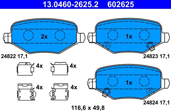 ATE 13.0460-2625.2 - KLOCKI HAM. FIAT T. FREEMONT 2.0 JTD-2.4-3.6 11-