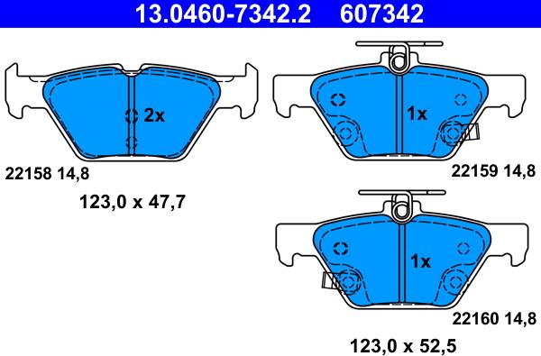 ATE 13.0460-7342.2 — Zestaw klocków hamulcowych, hamulce tarczowe