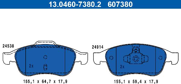 ATE 13.0460-7380.2 - KLOCKI HAM. DACIA P. DOKKER-DUSTER-LODGY 1.2-1.6 12-