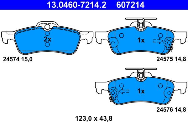 ATE 13.0460-7214.2 - KLOCKI HAM. TOYOTA T. YARIS 06-
