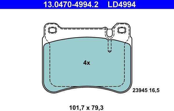 ATE 13.0470-4994.2 - KLOCKI HAM. DB P. W203-S203-C209-R171 1.8-3.5 00-11 CERAMIC