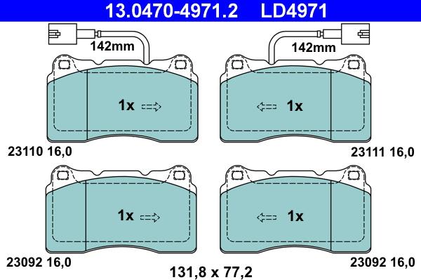 ATE 13.0470-4971.2 - KLOCKI HAM. ALFA P. 159 2.4 JTDM-3.2 JTS 05-12 CERAMIC