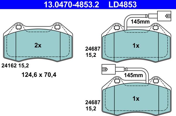 ATE 13.0470-4853.2 - KLOCKI HAM. ALFA P. MITO 1.4 08- CERAMIC